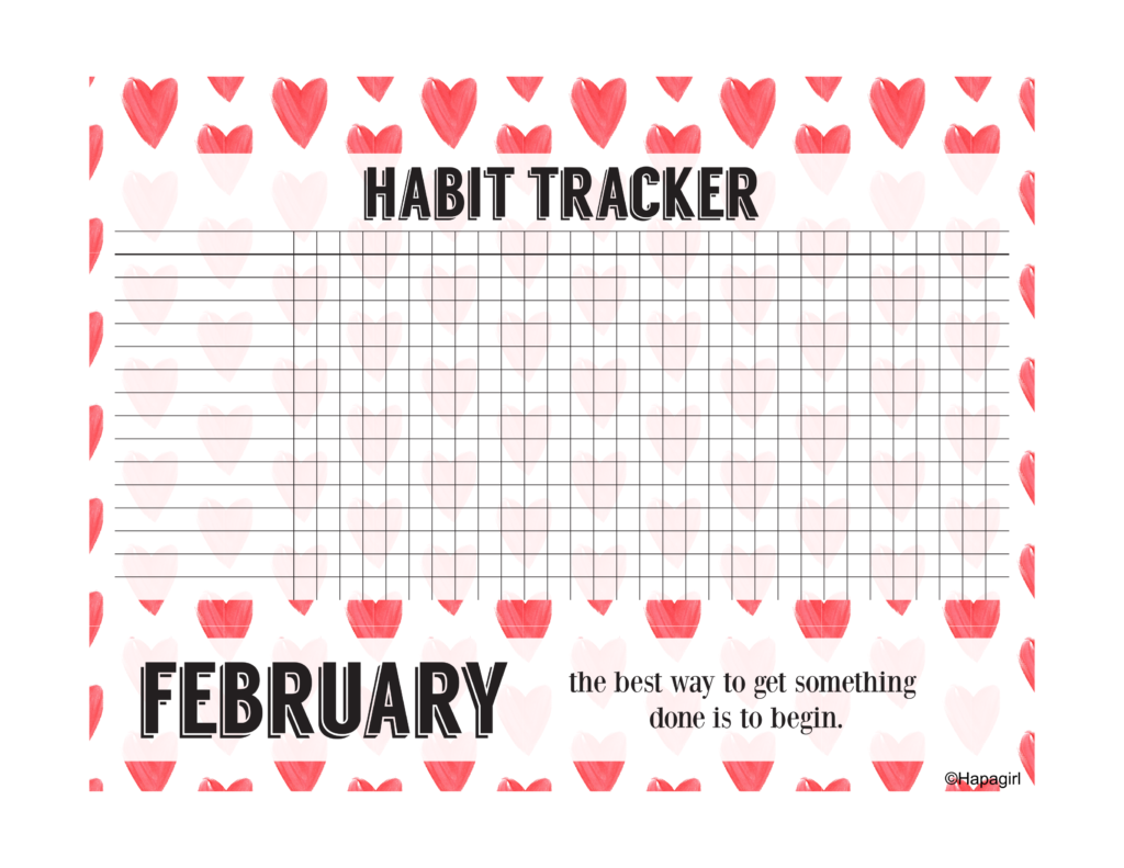 february free habit tracker printable